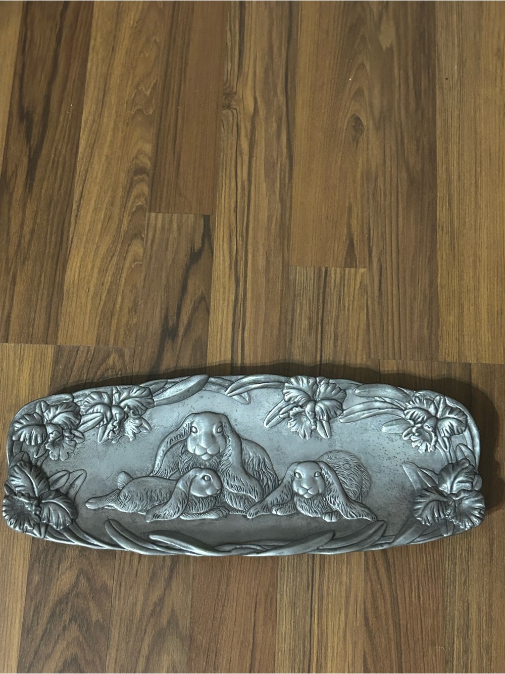 Vintage Arthur Court Bunny Tray Three Rabbit Bunny Aluminum Serving Platter 1994